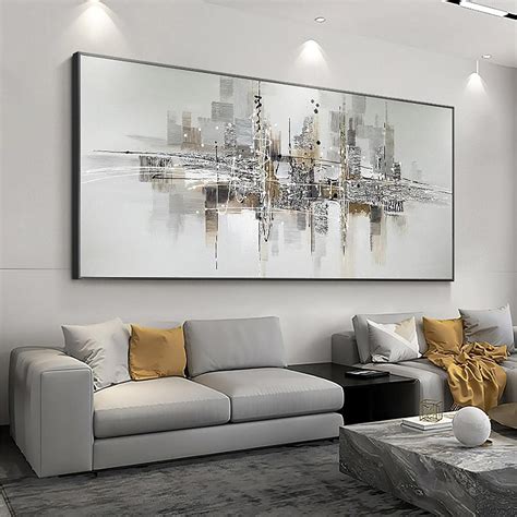 Amazon.com: Oversized Painting Gray Abstract Black And White Canvas Art ...