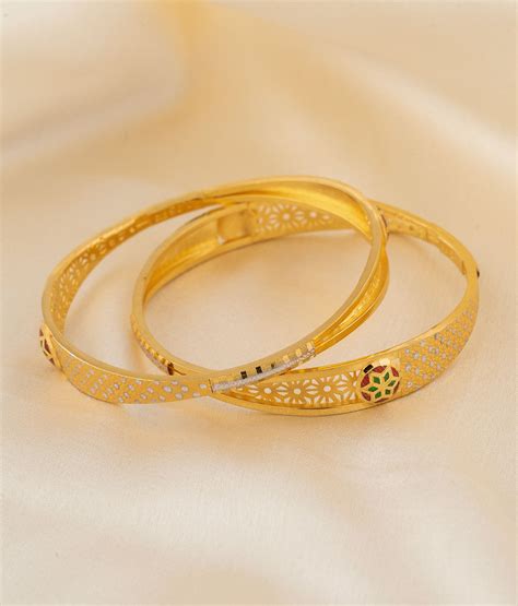 Aaliya Gold Bangles Set Of 2 - R Narayan Jewelles | R Narayan Jewellers
