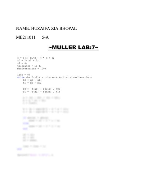 Image result for Muller Method Matlab Code GitHub