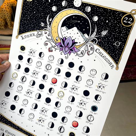 Calendar 2022 Moon Phases Space Print Lunar Calend... – Grandado