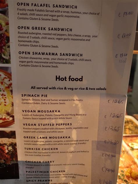 Menu at Silk Road Cafe, Dublin, Chester Beatty Library