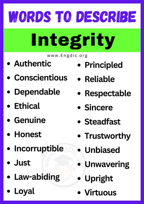 20+ Best Words to Describe Integrity, Adjectives for Integrity - EngDic