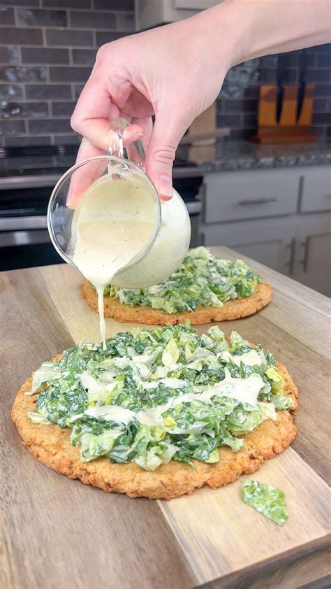 Viral Chicken Crust Caesar Salad Pizza - Taylor Jackzen | Recipe ...