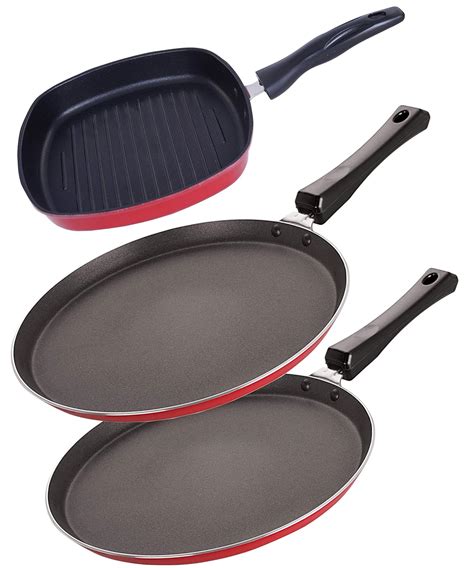 Nirlon Non-Stick PFOA Free 3 Piece Gas Compatible Kitchen Cooking ...