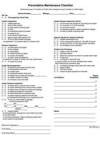 Vehicle Maintenance Checklist 的图像结果