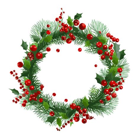 Christmas Garland Clipart Wreath Holly Green Berries, Christmas Clipart ...