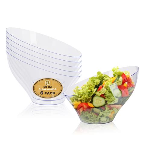 Amazon.com: R-kay 6 Pack Angled Plastic Serving Bowls - Clear Plastic ...