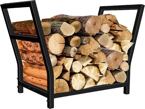 Amazon.com: LLAXERGU 24in Small Firewood Rack Metal Indoor Log Holder ...
