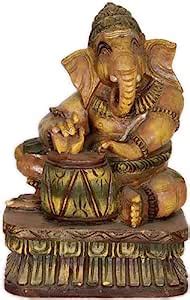 Buy Exotic India Lord Ganesha Playing Musical Instrument - South Indian ...