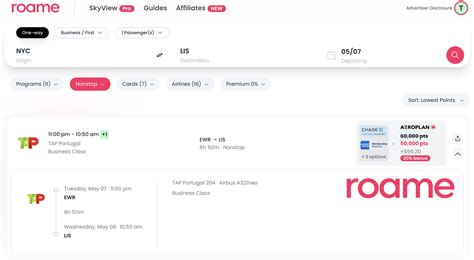 50,000 pts TAP Portugal Business Class from New York to Portugal on 5/7 ...