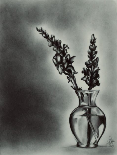 Still Life Drawing Of Flower Vase