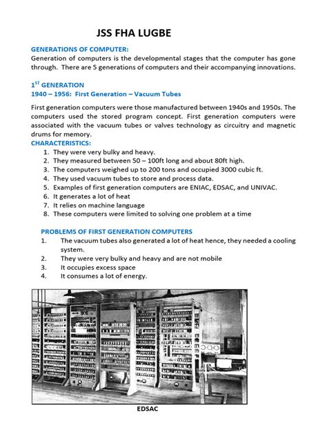 Image result for First Generation Computer Notes