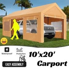 Buy 10x20FT Carport Metal Port Portable Garage Canopy w/Roll-up ...