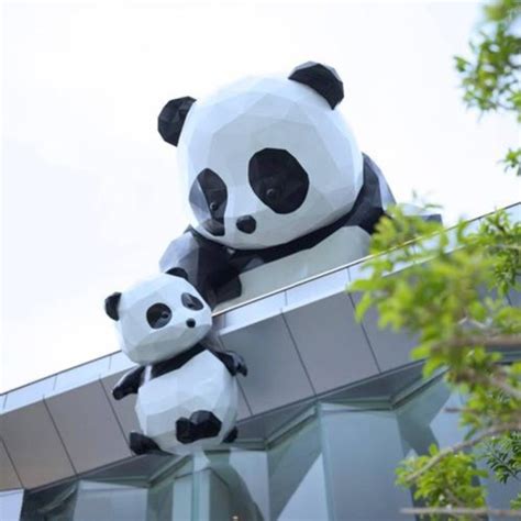 玻璃钢卡通熊猫雕塑摆件_麦嘉潮玩艺术雕塑-站酷ZCOOL