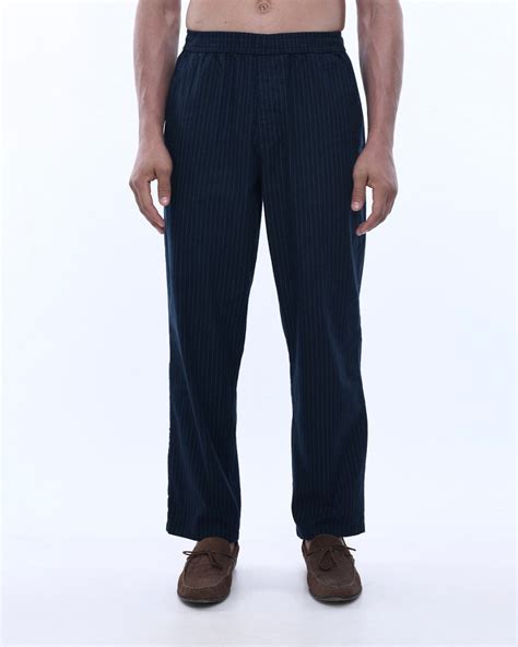 Men’s Blue Relaxed Fit Striped Cotton Trouser – TAILORAEDGE