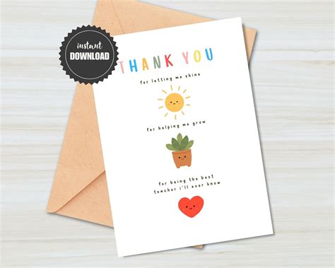 Teacher Appreciation Week Card, Thank You Teacher, Teacher Gift, Best Teacher, Printable ...
