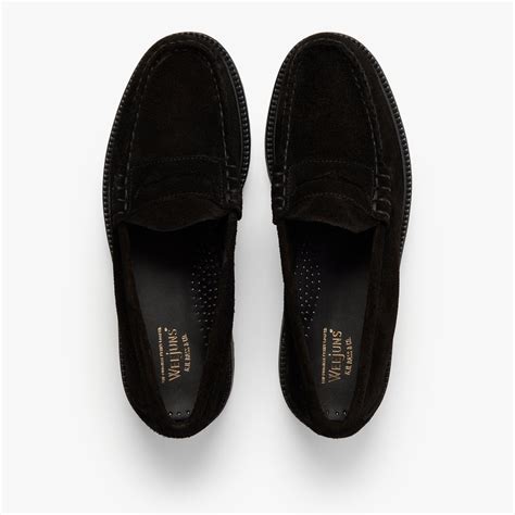 Mens Black Suede Loafers | Black Suede Penny Loafers – G.H.BASS
