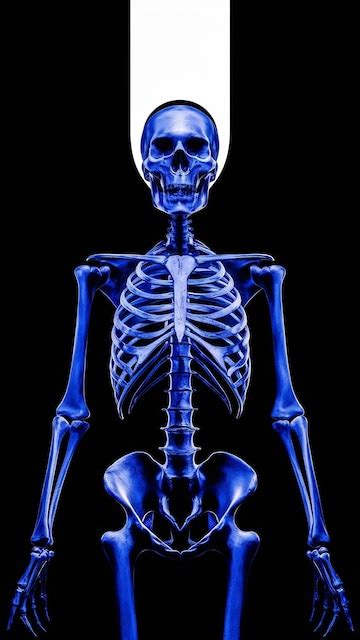 Human skeleton blue color on black background | Premium AI-generated image