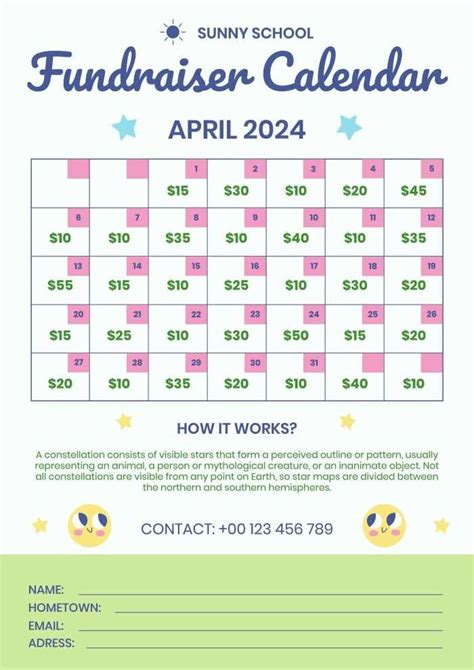 Effective Sponsor a Day Calendar Fundraiser Template for Successful ...
