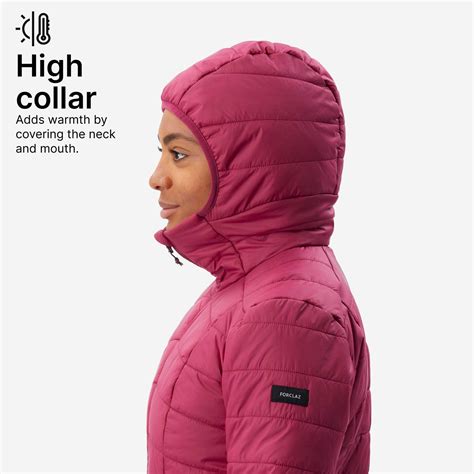 Women Warm Puffer Jacket with hood for mountain trekking- MT100 - 5°C ...