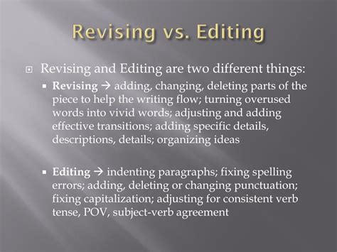 Image result for Revising vs Editing