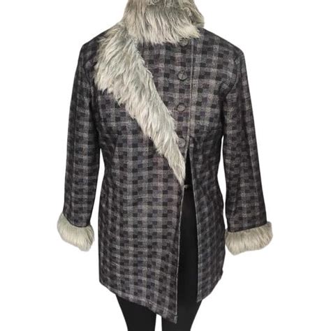 Buy GraspaDeal Fancy Woolen Checks Jacket/Overcoat With Fur, Modern ...