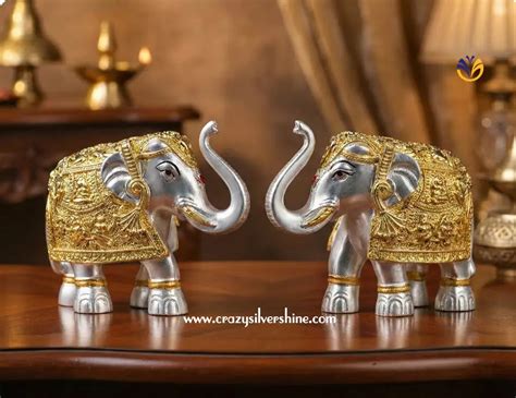 Gold and Silver Plated Elephants Pair - Crazy Silver Shine