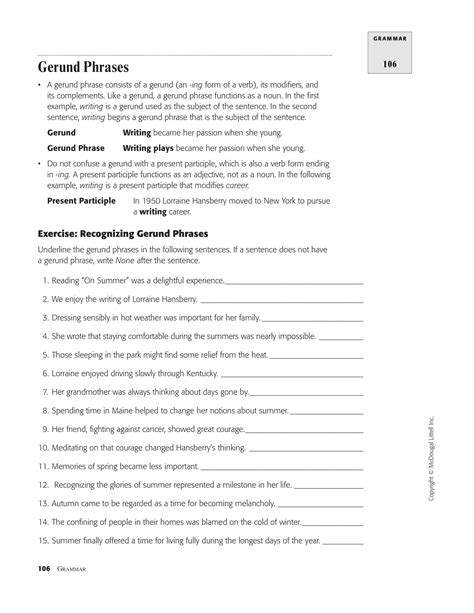 Gerund Phrase - 9+ Examples, Format, PDF - Worksheets Library