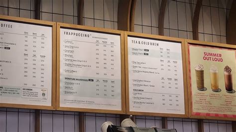 Menu at Starbucks, Kanpur