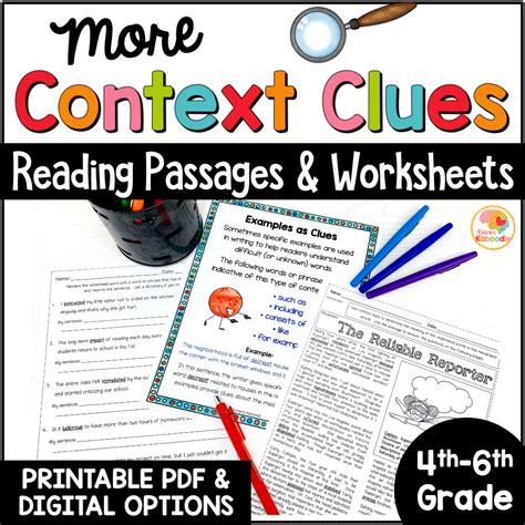 Context Clues Activities: Reading Passages Worksheets and Anchor Charts ...
