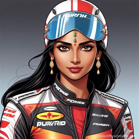 Indian Female Racer in Porsche 919 Hybrid Outfit | Stable Diffusion Online
