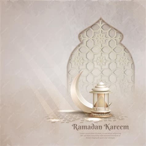 Islamic greetings ramadan kareem card design with crescent moon and ...