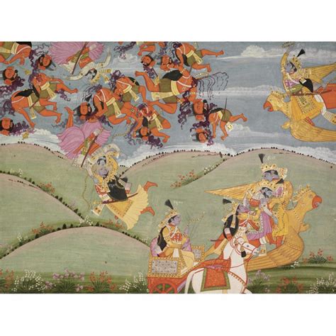 Indian Miniature Art - Pahari Style - Krishna Rescues Arjuna In A ...