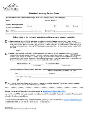 Fillable Online Measles Immunity Report Form Fax Email Print - pdfFiller