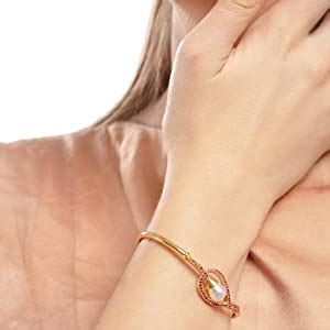 ZAVERI PEARLS Splendid Rose Gold Tone Cubic Zirconia & Pearl Kada For ...
