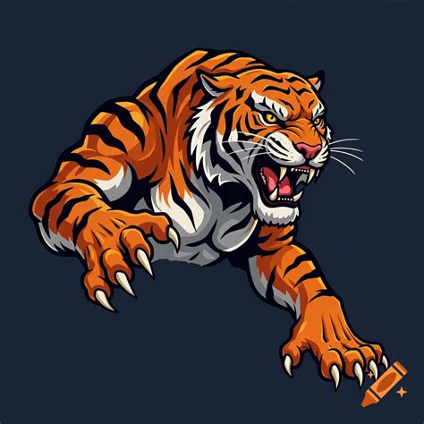 A roaring tiger mascot on Craiyon