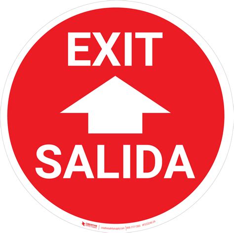 Exit with Icon Bilingual Spanish Red Circular - Floor Sign
