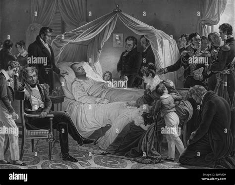 Vintage aquatint print depicting the death of Napoleon Bonaparte on May ...