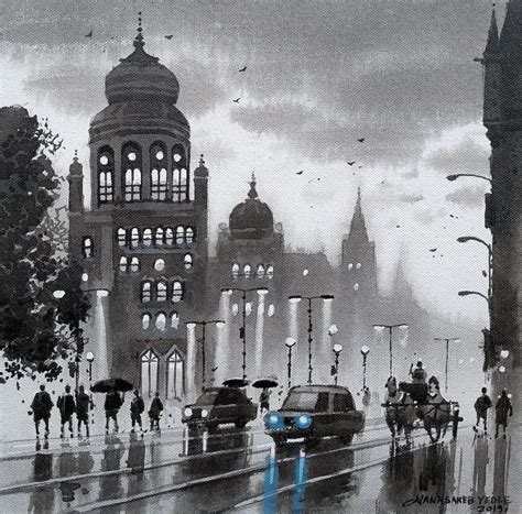 "Mumbai Series 10": Steel Grey Acrylic Painting by NanaSaheb Yeole ...