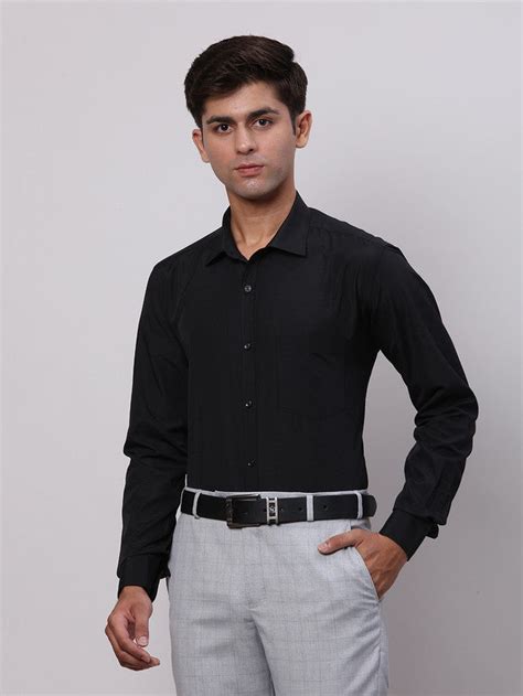 Park Avenue Men Black Slim Fit Solid Formal Shirt – MyRaymond