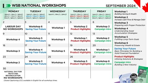 WSB WORKSHOP CALENDAR – WSB