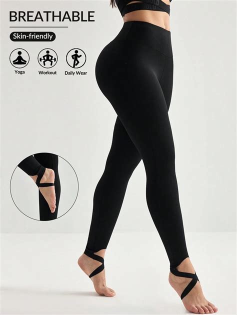 Menodora SHEIN Sport Solid Color Criss-Cross Yoga Leggings | SHEIN USA