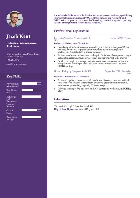 Maintenance Technician Resume Examples and Templates for 2025 ...