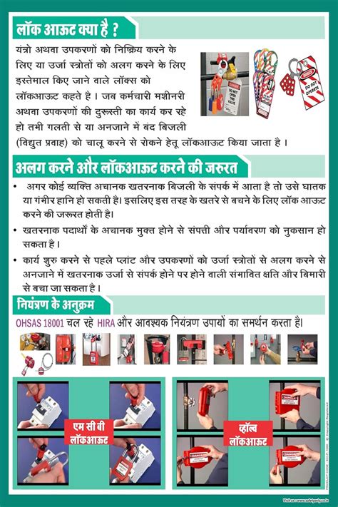 Lock out Tag out (LOTO) Safety Poster in Hindi | 36x24 Inch Wall Chart ...
