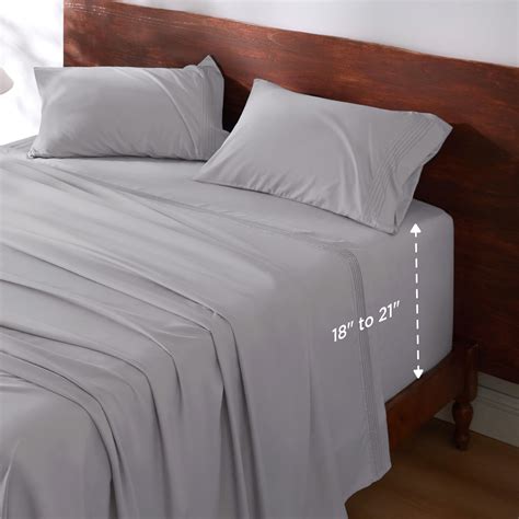 Amazon.com: Bedsure Deep Pocket Twin Sheets Set - Fits Mattresses Up to ...
