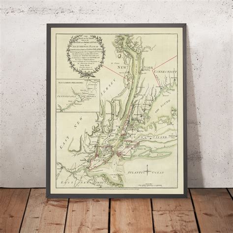 Old Map of the Battle of Long Island, 1776: American Revolution, Briti ...