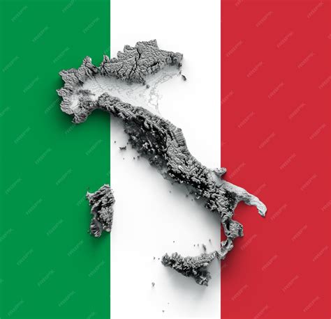 Premium Photo | Detailed italy physical map on flag background 3d ...