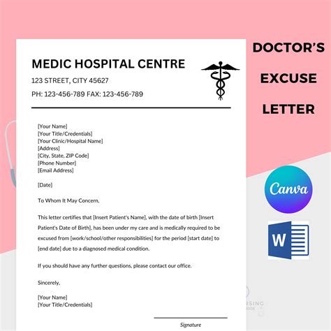 Carta De Excusa Del Médico Para Ir Al Trabajo