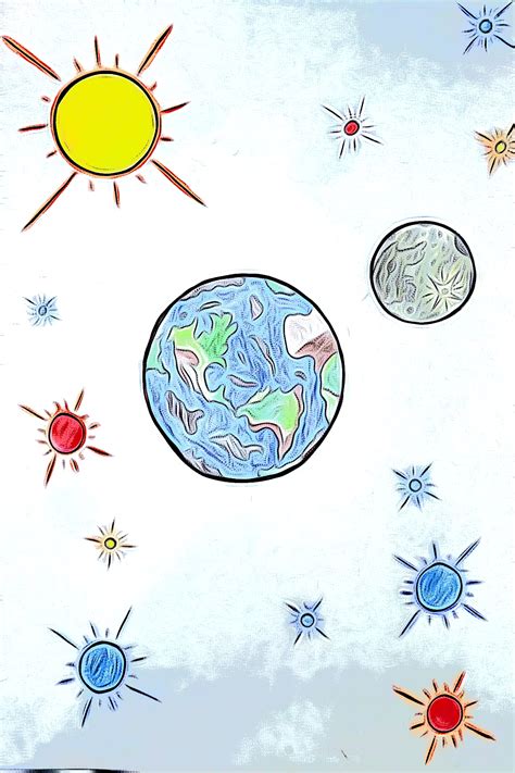 The Moon And Earth Sun Art