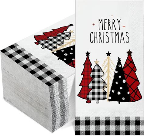Amazon.com: 100 Pcs Christmas Paper Decorative Guest Napkins Bulk ...
